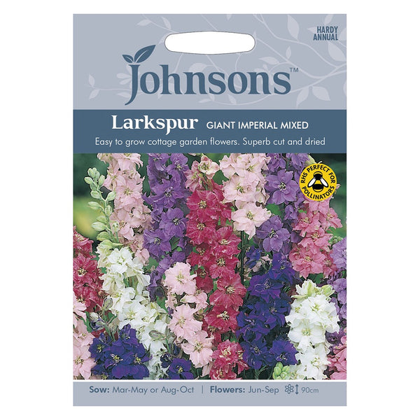 Johnsons Larkspur Giant Imperial Mixed Seeds - DeWaldens Garden Centre