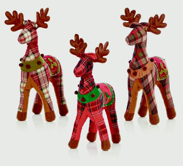 Premier 29cm Tartan Standing Reindeer - DeWaldens Garden Centre