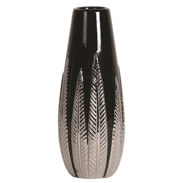 Straits Black Ceramic Leaf Vase - DeWaldens Garden Centre