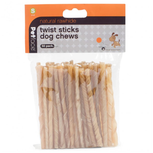 Petface 50 Piece Rawhide Twist Sticks - DeWaldens Garden Centre