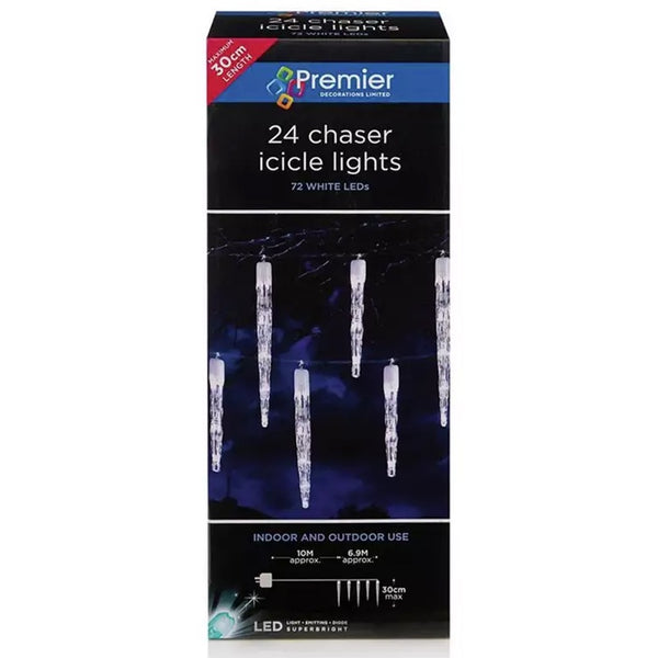 Premier 24 LED Chaser Icicle Lights - DeWaldens Garden Centre