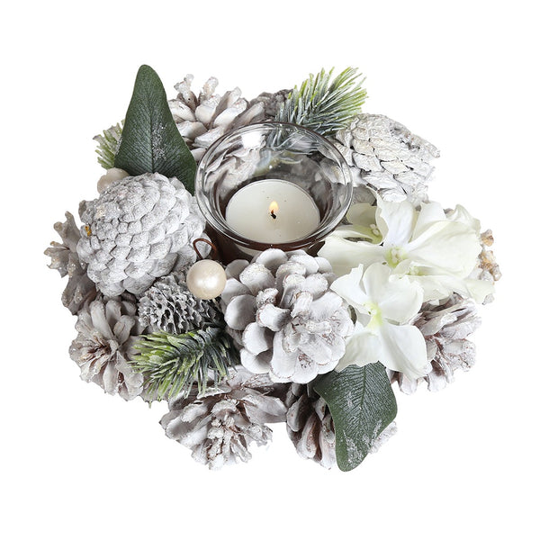 Straits White Floral Tealight Holder - DeWaldens Garden Centre