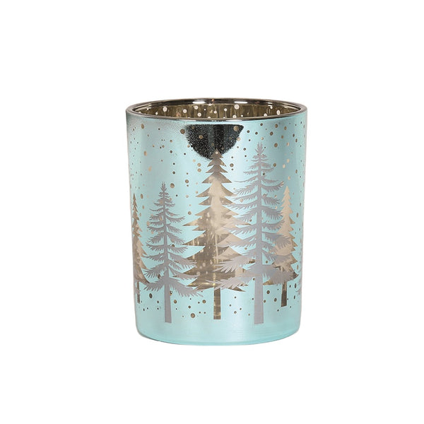 Straits Glass Ice Blue Tree Tealight Holder - DeWaldens Garden Centre