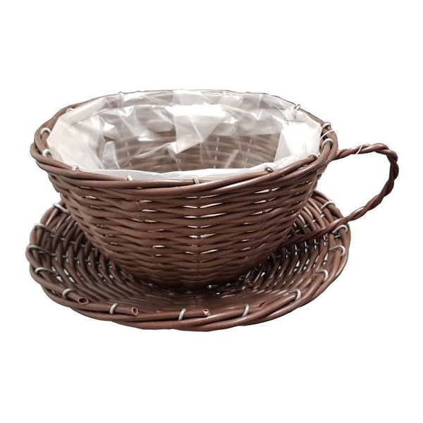 Grow It Faux Rattan Tea Cup Planter 10" - DeWaldens Garden Centre