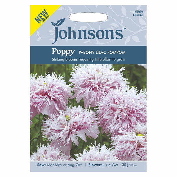 Johnsons Poppy Paeony Lilac Pompom Seeds - DeWaldens Garden Centre