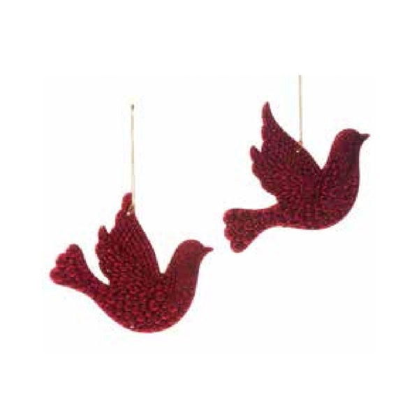 Festive 10cm 2 asstd glitter bird - red - DeWaldens Garden Centre