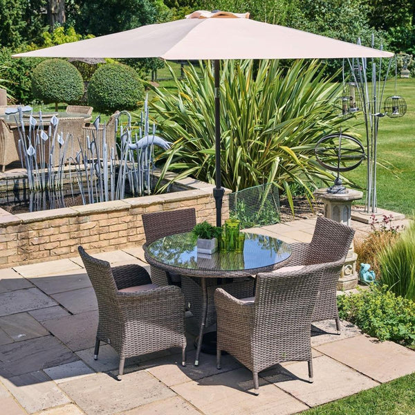 Monaco 4 Seat Dining Set With Soleil Parasol - DeWaldens Garden Centre