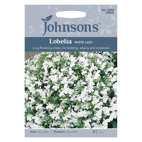 Johnsons Lobelia White Lady Seeds - DeWaldens Garden Centre