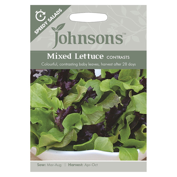 Johnsons Mixed Lettuce Contrasts Seeds - DeWaldens Garden Centre