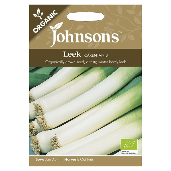 Johnsons Organic Leek Carentan 3 Seeds - DeWaldens Garden Centre