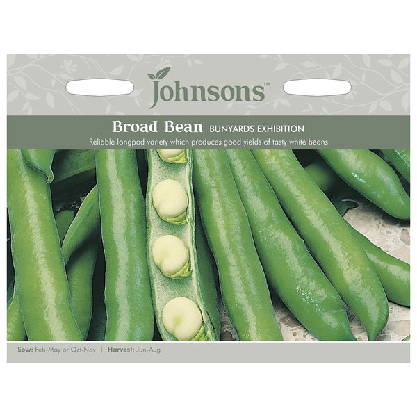 Johnsons Broad Bean Bunyards Exhibition Seeds - DeWaldens Garden Centre