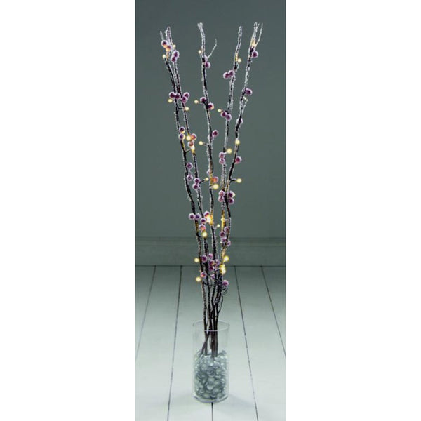 Premier 1m Natural Twig with Red Berries & LEDs - DeWaldens Garden Centre