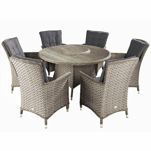 Heritage Tuscan 6 Seat Round Set With Lazy Susan - DeWaldens Garden Centre