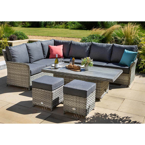 Heritage Tuscan Rectangular Adjustable Casual Dining Set With Stools - DeWaldens Garden Centre
