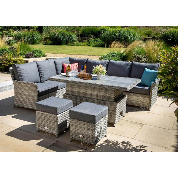 Heritage Tuscan Rectangular Adjustable Casual Dining Set With Stools - DeWaldens Garden Centre