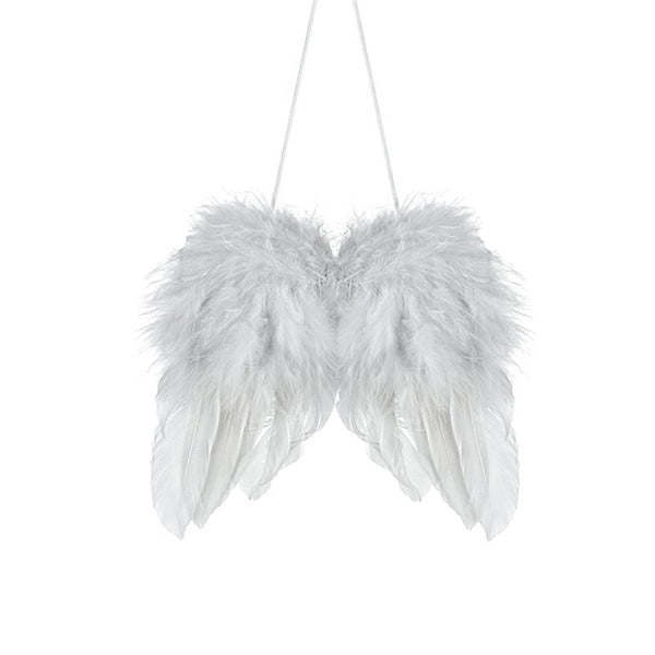'Heaven Sends' White Feather Hanging Wing Small - DeWaldens Garden Centre
