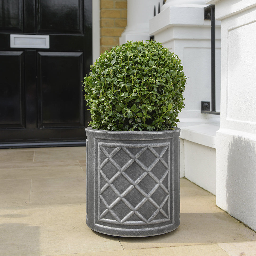 stewart garden plant pots Stewarts Lead Effect Round Planter – DeWaldens Garden Centre