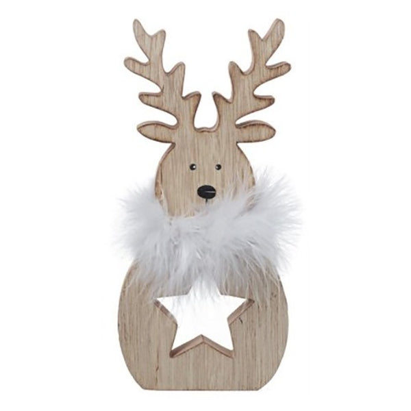 Heaven Sends Star Cut Out Wooden Deer with Scarf - DeWaldens Garden Centre
