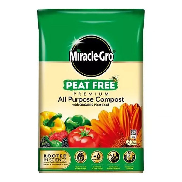 Miracle Gro Peat Free Premium All Purpose Compost with Organic Plant Food 40L - DeWaldens Garden Centre
