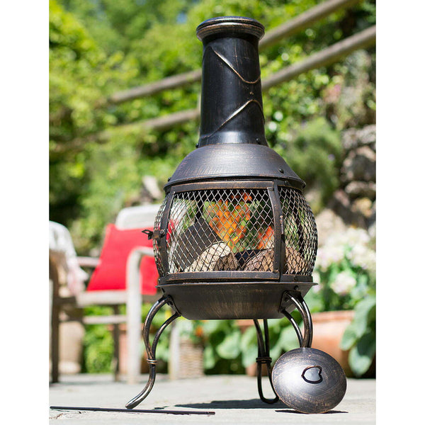 Leon Mesh Steel Chiminea - Large - DeWaldens Garden Centre