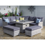 Heritage Tuscan Grand Square Gas Fire Pit Dining Set With Benches - DeWaldens Garden Centre