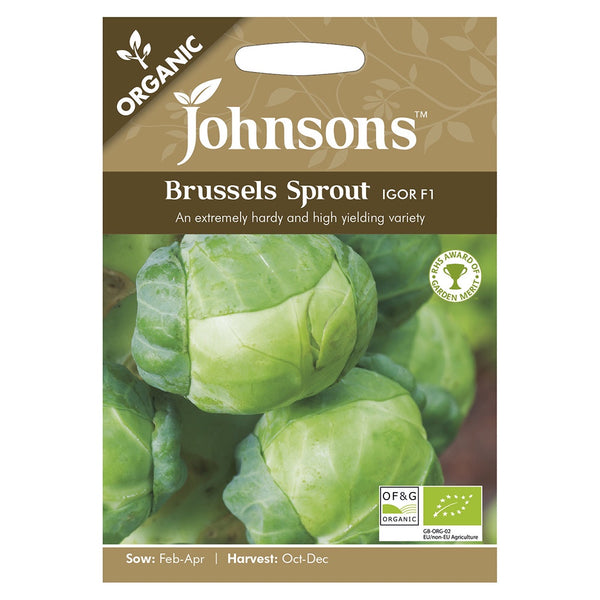 Johnsons Organic Brussels Sprout Igor F1 Seeds - DeWaldens Garden Centre
