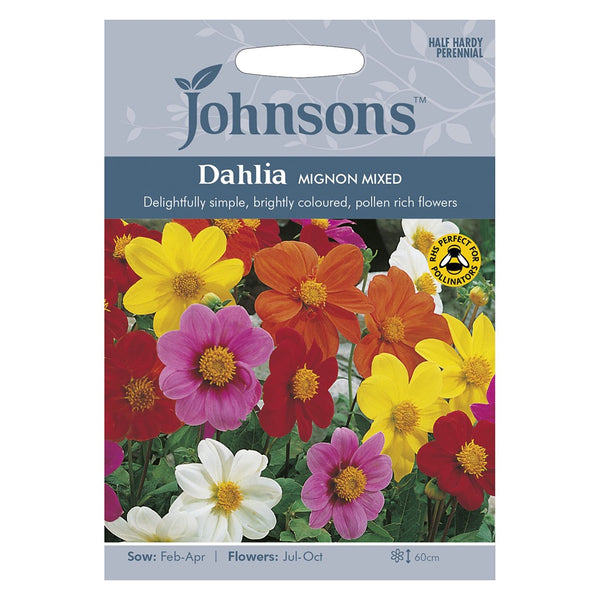 Johnsons Dahlia Mignon Mixed Seeds - DeWaldens Garden Centre