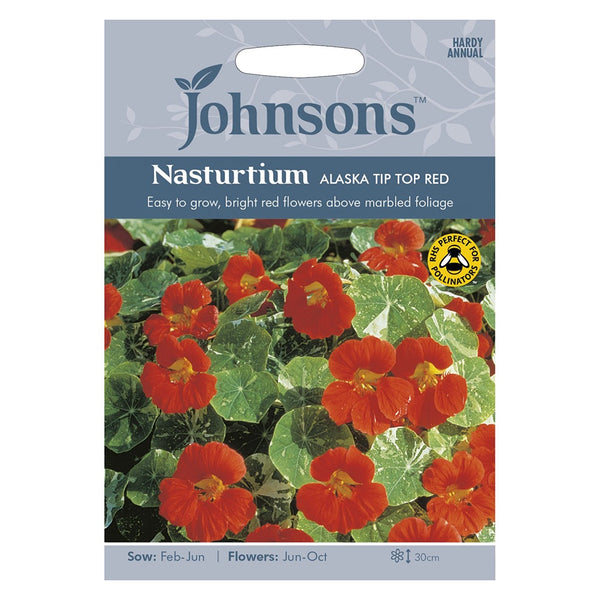 Johnsons Nasturtium Alaska Tip Top Red Seeds - DeWaldens Garden Centre