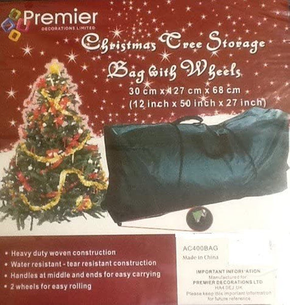 Premier - Christmas Tree Storage Bag with Wheels | Stores up to 9 ft | DeWaldens Garden Centre