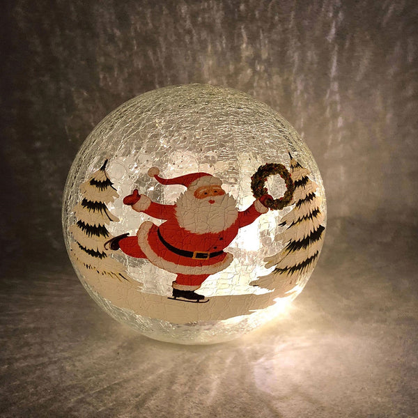 Festive LED Crackle Effect Santa Ball - DeWaldens Garden Centre