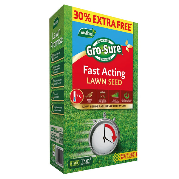 Gro-Sure Fast Acting Lawn Seed 10m2 + 30% Extra Free - DeWaldens Garden Centre