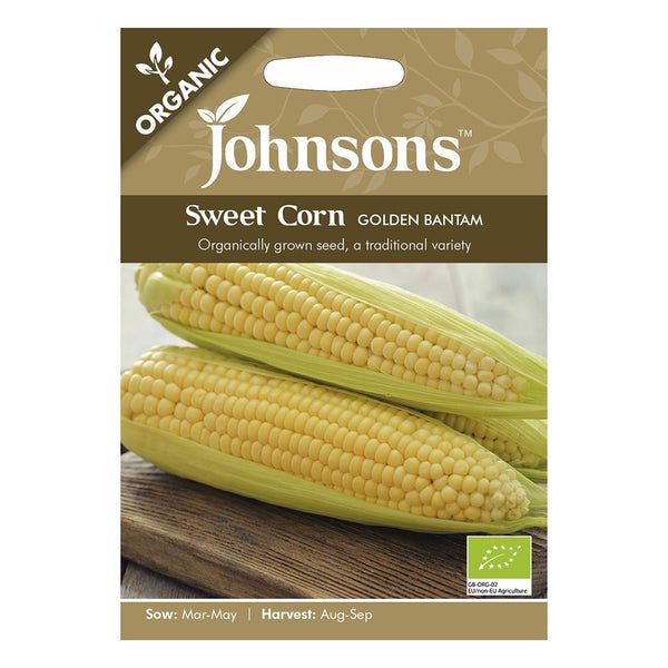 Johnsons Organic Sweet Corn Golden Bantam Seeds - DeWaldens Garden Centre