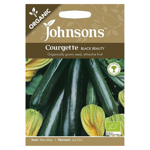 Johnsons Organic Courgette Black Beauty Seeds - DeWaldens Garden Centre