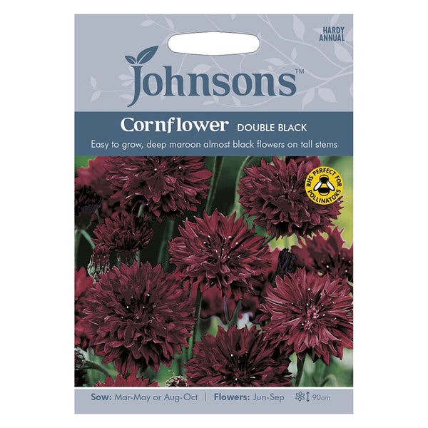 Johnsons Cornflower Double Black Seeds - DeWaldens Garden Centre