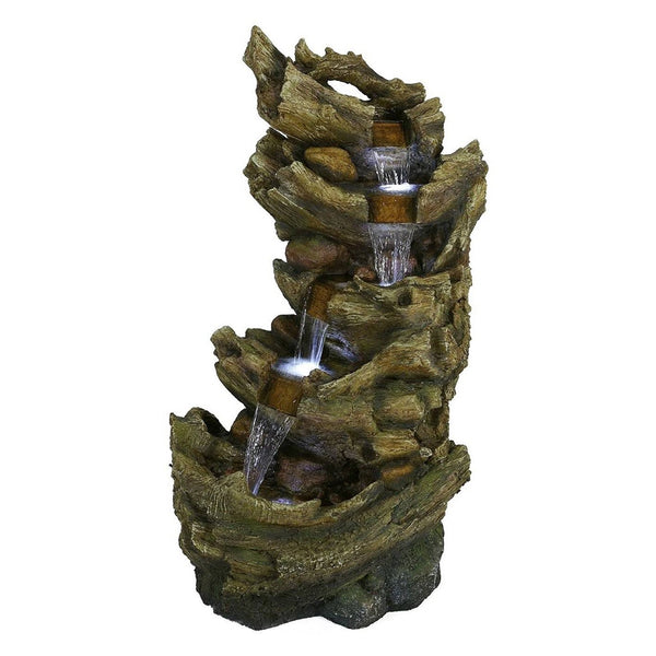 Stacked Driftwood Falls Water Feature - DeWaldens Garden Centre