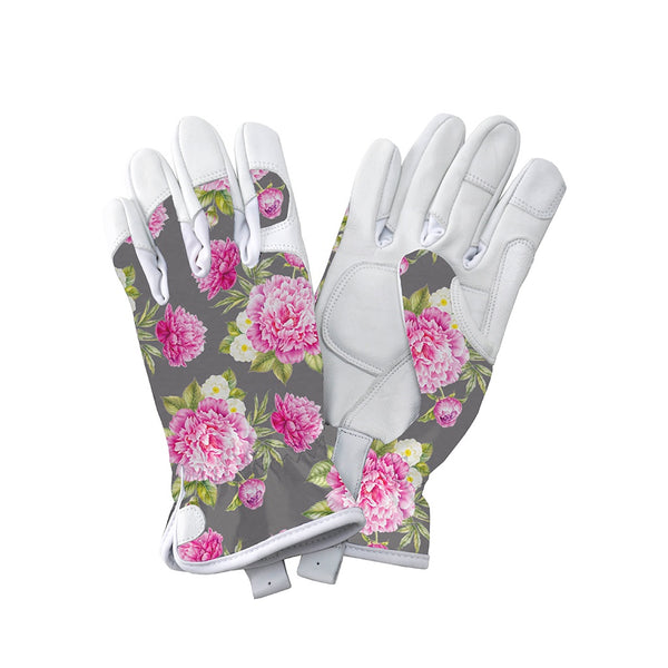 Kent & Stowe Peony Print Leather Gloves | Ladies | Small | DeWaldens Garden Centre