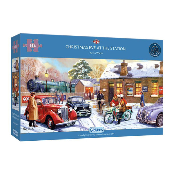 Gibsons 636 Piece Jigsaw Puzzle - Christmas Eve at the Station - DeWaldens Garden Centre