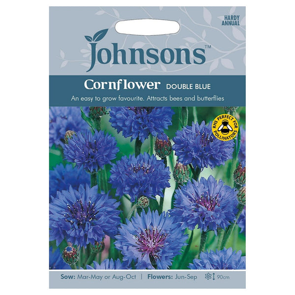 Johnsons Cornflower Double Blue Seeds - DeWaldens Garden Centre