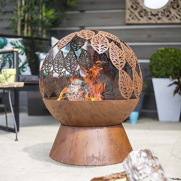 Leaves Fire Globe (Mini Oxidised Globe) - DeWaldens Garden Centre