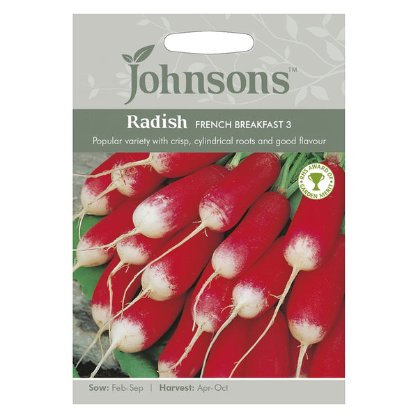 Johnsons Radish French Breakfast 3 Seeds - DeWaldens Garden Centre