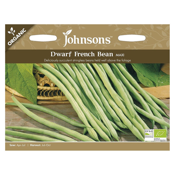 Johnsons Organic Dwarf French Bean Maxi Seeds - DeWaldens Garden Centre