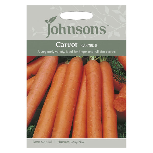 Johnsons Carrot Nantes 5 Seeds - DeWaldens Garden Centre