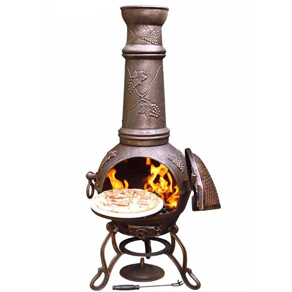 Toledo XL Cast Iron Bronze Grape Chimenea - DeWaldens Garden Centre