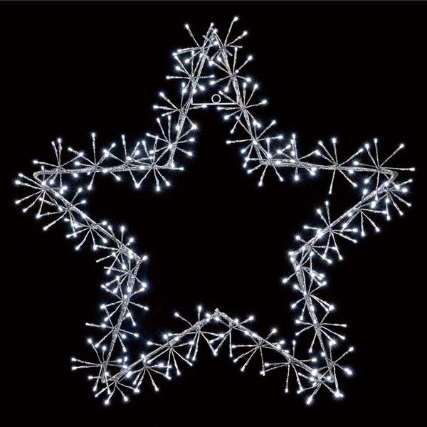 Premier Silver Star Cluster With White LEDs - DeWaldens Garden Centre