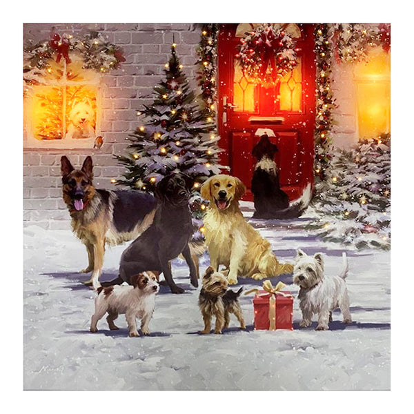 Snowtime Fibre Optic Christmas Canvas (Battery Operated) - DeWaldens Garden Centre