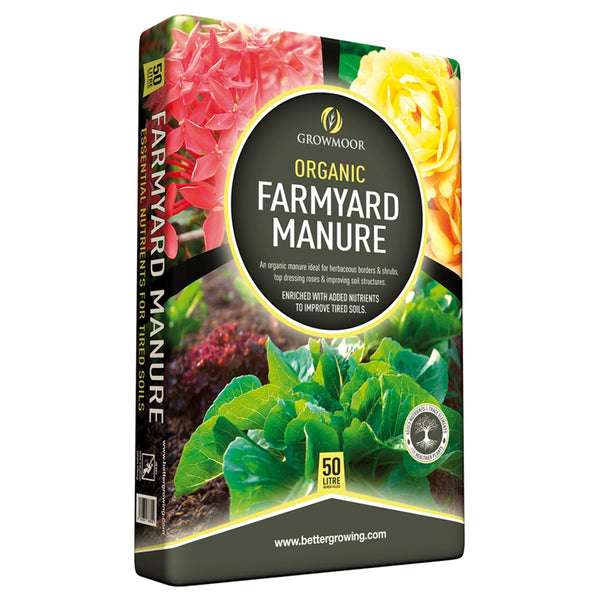 Growmoor Organic Farmyard Manure 40ltr - DeWaldens Garden Centre