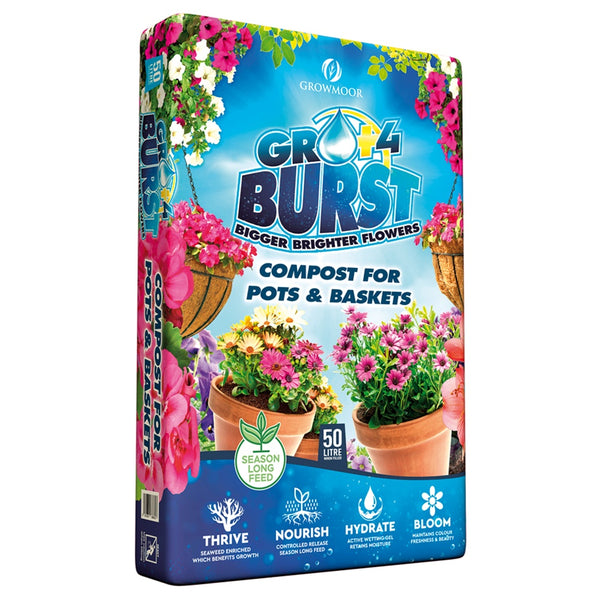 Growmoor Gro+4 Burst Compost 50ltr - DeWaldens Garden Centre