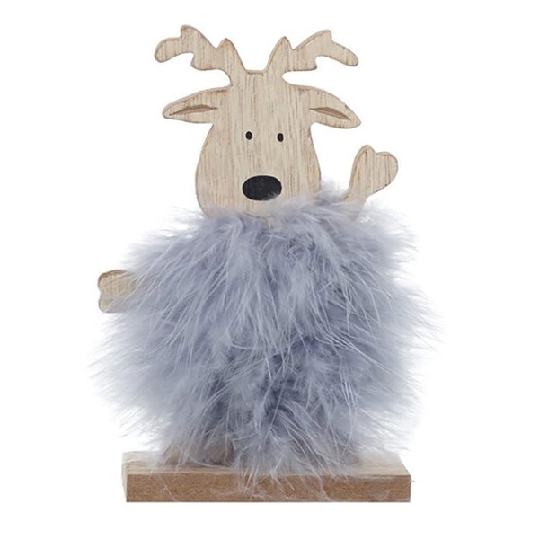 Heaven Sends Grey Fluffy Deer on Stand - DeWaldens Garden Centre