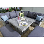 Heritage Tuscan Grand Square Gas Fire Pit Dining Set With Benches - DeWaldens Garden Centre