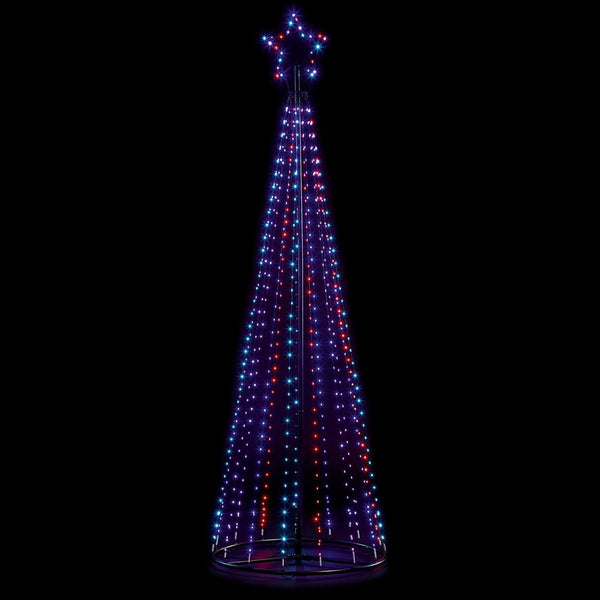 Premier 2.1m Black Pin Wire Pyramid Tree with Top Star - DeWaldens Garden Centre